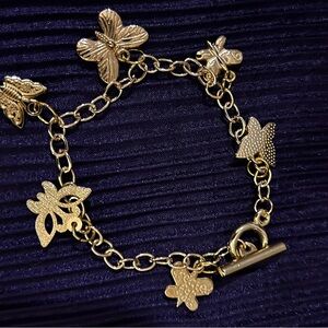 Gold Butterfly Charm Bracelet